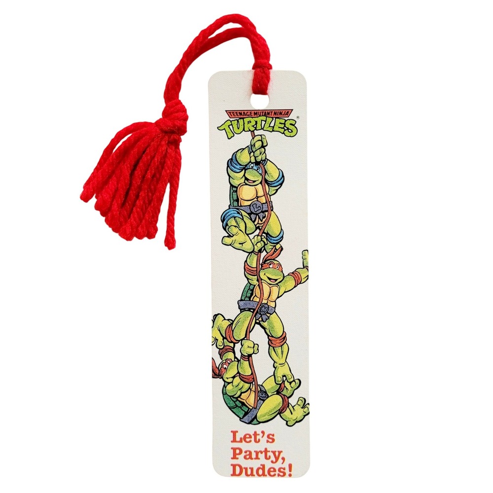 Vintage 80s TMNT Let's Party Dudes- Bookmark- Ninja Turtles, 1989 Antioch H-1280